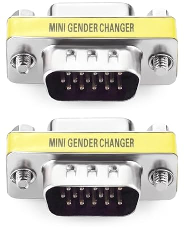 Eaeon VGA Male to Male Adapter 2-Pack, HD15 Gender Changer Coupler for Monitor, Display,Computers, televisions, laptops, and Projector