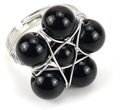 Namzi svart silver lindad pärlring, 1 del, silver lindade pärlringar, elegant design för daglig användning