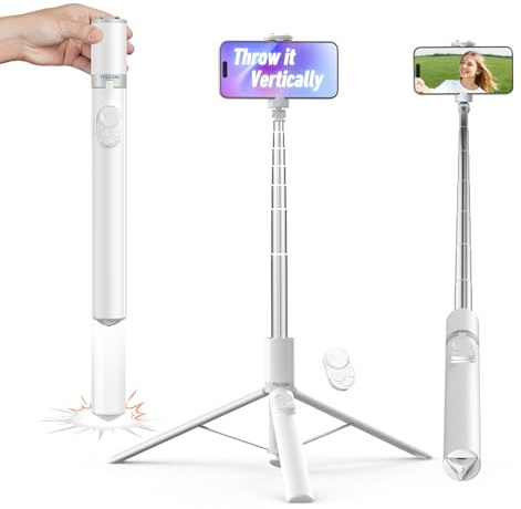 TELESIN 0.1s Auto-Open Phone Tripods with Zoom Remote Control | 67 Extendable Selfie Stick for iPhone 17 16 15 & Samsung Android, TikTok Scrolling Remote, 360° Rotation Phone Clip