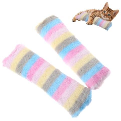 Classicseali 2 almohadas de hierba gatera de peluche, juguete suave de hierba gatera, cojín de valeriana para gatos, cojín de peluche de peluche, juguete calmante para mascotas, juguete interactivo