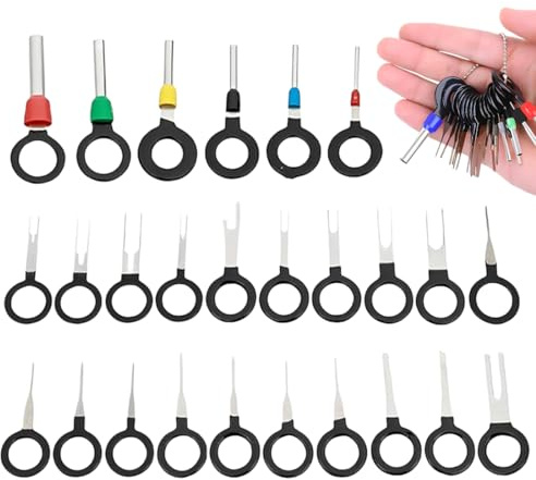 IEBTAWN Herramientas Para Retirar Terminales De 36 Piezas, Agujas Para Retirar Mazos De Cables Con Terminales Con Llavero, Kit De Herramientas Con Agujas Para Retirar Componentes De Automóviles