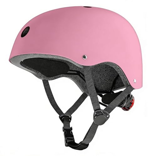 Kids Bike Helmet，Adjustable Multi-Sport Boys & Girls Bicycle Helmet Ages 5 8 12, Kids Helmet Size 51-58cm for Skateboard Scooter Roller Skate (Pink, XS:20.08-22.05)