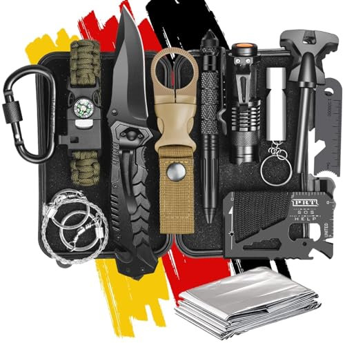 Veitorld 13 in 1 Survival Kit, Outdoor Ausrüstung mit Paracord Armband