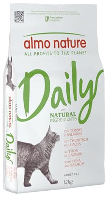 almo nature Daily Maintenance, Crocchette per Gatti Adulti con Tonno e Salmone - Sacco da 12 kg