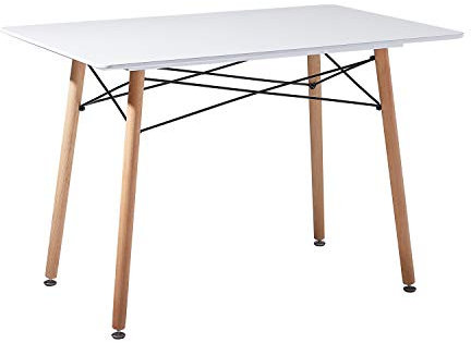 H.J WeDoo Esstisch Esszimmertisch Skandinavisch Buchenholz Küchentisch MDF Rechteckig Weiß