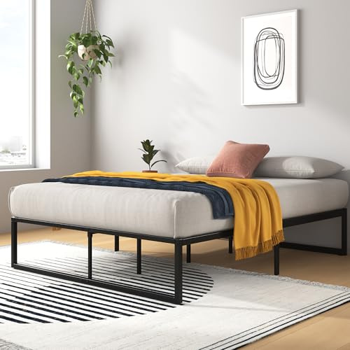 Zinus Lorelai Rete Matrimoniale 160x190 cm - Struttura Letto con Doghe in Metallo Incluse - Altezza 36 cm con Spazio Sottostante - Facile da Montare - Nero