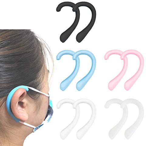 OKAICEN Soft Silicone Earloop Ear Protector Relieve Ear Discomfort Anti-Slip Silicone Earmuffs(Multiple Colour,5 Pairs)