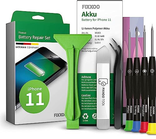 GIGA Fixxoo® Handy Akku Reparatur Set iPhone 11 [inkl. Werkzeug-Kit & Anleitung] - Original Akku Kapazität - Ersatzakku für einen einfachen Austausch