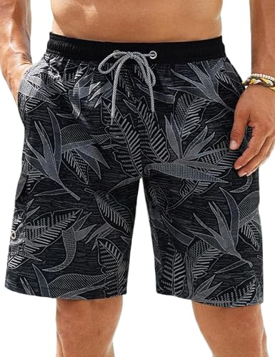 APTRO Short de Bain 2-en-1 pour Homme - Doublure de Compression - Short de Surf, Salle de Sport, Course à Pied - 17,8 cm - Noir