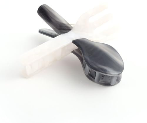 Pince à cheveux en acétate avec couteau et fourchette, pince à cheveux personnalisée pour femme, noir et translucide