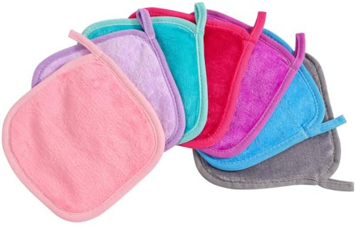 Make Up Remover Cloth, 6.2 * 6.2in Washable Ultra Soft Facial Flannel Face Cloth Face Wipes for Sensitive Skin Make Up Removing, Makeup Removal Face Cleansing Cloth - (Multicolour)