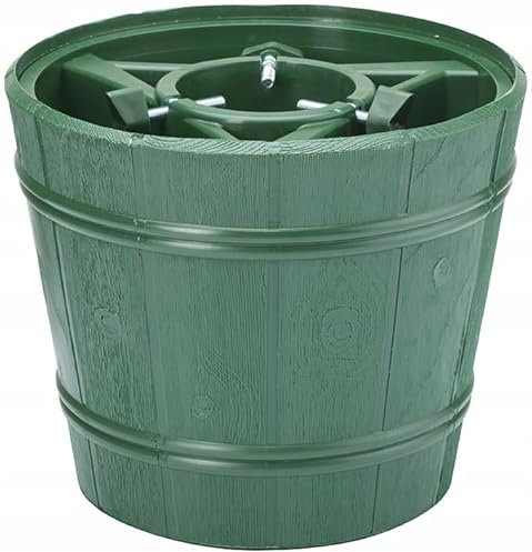 Christmas Tree Stand With Reservoir Modern Design Real Xmas Tree Brown bucket design base watter fillable real tree, indoor/outdoor plastic portable season festive (Green, Large)