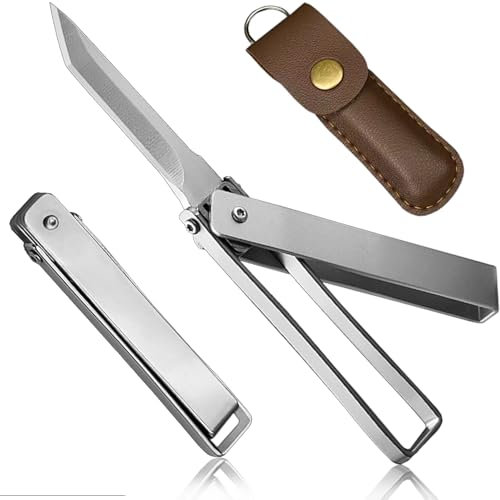 BEFUNC Klappmesser Taschenmesser I Outdoor Messer mit Edelstahlklinge, Scharfes Zweihand Klappmesser für Arbeit Wandern Camping, EDC Messer mit Holste