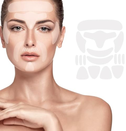 16 Pièces Patchs Anti-rides en Silicone Réutilisables, Scotch Anti Rides Visage, Patch Yeux Reutilisable, pour Lisser le Visage Front Yeux, pour Femmes Filles