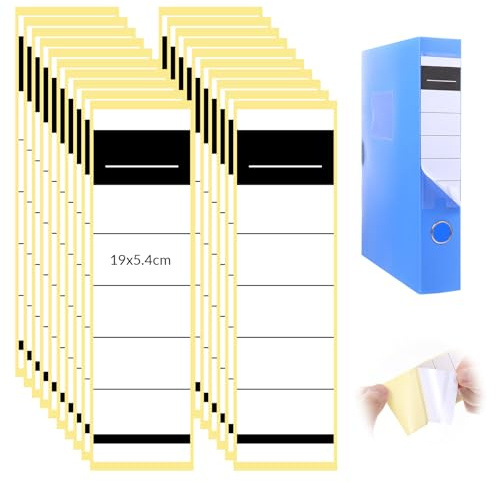 LIQWEI 50 Stück Ordnerrücken Selbstklebend Set, 19 x 5,4cm Ordner Rückenschilder Klebeetiketten, Weiß Ordner Etiketten für Standardordner Breit Ordners Archivierung
