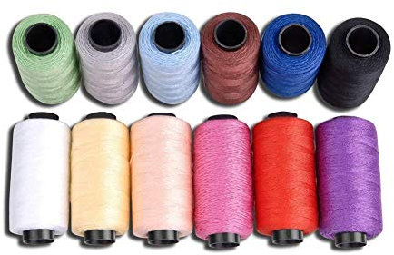 hamhsin 12 PCS Jeans Gewinde Set, Nähgarn Set, Polyester Faden nähen Coil 180 Yards/165 m sehr dicke, toll für Jeans Leder, Quilt Decke Kissen Vorhang Handarbeit etc..