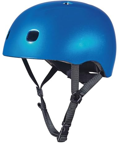 Micro® | Casco V2 Infantil para Patinete o Bicicleta | Luz Trasera de Seguridad 3 Posiciones | Ultraligero 250 Gramos | Protección | Niños y Niñas (Azul Metalizado, Talla M (5-12 Años / 52-56cm))