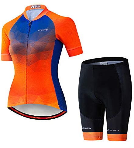 Damen-Radtrikot + Shorts, gepolsterte, kurzärmlige Fahrradbekleidung, Mädchen, A19, L for Chest34.6-36.6,waist25.2-32