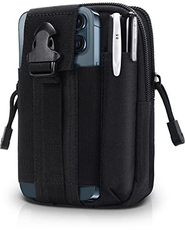 BESTKEE Herren Arbeitsgürtel, Militärstil mit Metallschnalle, 38MM Breite, inkl. taktischem Molle Beutel und Haken (Taktische Hüfttaschen)