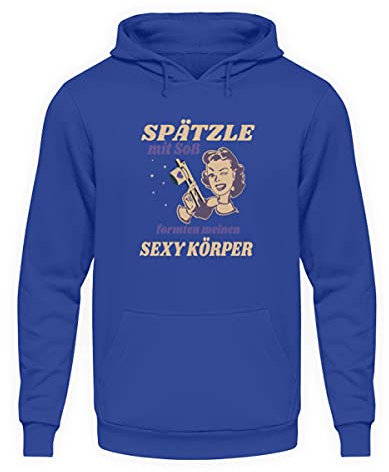 Spätzle avec sauce – Proverbes souabes – Cadeaux – Sweat à capuche unisexe, bleu roi, XXL