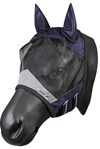 PFIFF 102943 Fliegenmaske mit UV Schutz, Pferde Fliegenschutz, Cob, Dunkelblau