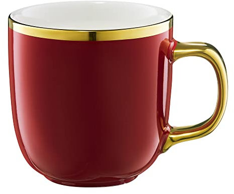 AMBITION Kaffeebecher Royal 330 ml Porzellanbecher Kaffeetasse Becher groß Kaffee Tee Cappuccino Milch mehrfarbig gold