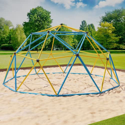 VESKA Klettergerüst DomeClimber Kinder Metall Kletterkuppel Geodome (10FT - 305cm, blau/gelb)