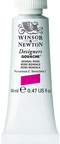 Winsor & Newton 8840534 Designer Gouache - Bengalisch Rosa, 14ml Tube - matte deckende Gouachefarben, Ideal für Gouachemalerei, Brillante, lichtechte Farben mit großer Deckkraft
