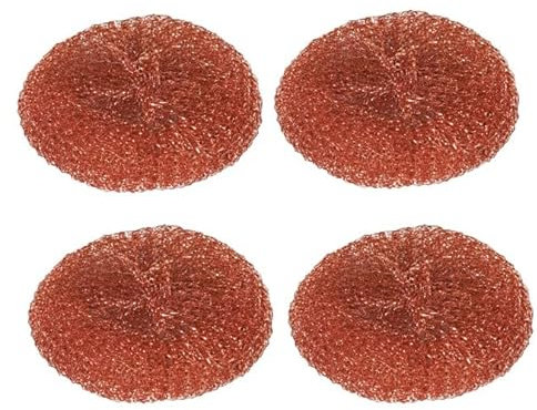 Premium 4-Pack Copper Galvanized Mesh Scourer Set - Heavy Duty Cleaning Pads for Kitchen and Household Use - Rust Resistant, Eco-Friendly, and Long Lasting