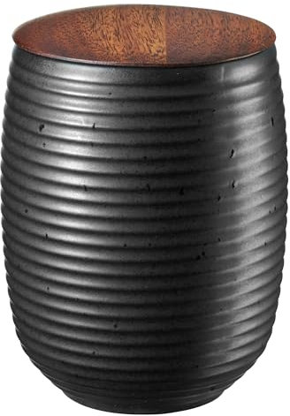 ASA Selection Teedose, Black Mit Holzdeckel Japandi, L. 8,10 cm, B. 8,10 cm, H. 11,00 cm