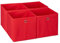 Relaxdays Storage Box Set of 4, Shelf Baskets, HBD: 30x30x30 cm, Handle Holes, Foldable Organiser Bins, Red, Polyester, 30 x 30 x 30 cm