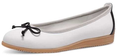 Marco Tozzi Ballerine da Donna in Pizzo Rotondo con Fiocco, Bianco Nero, 38 EU