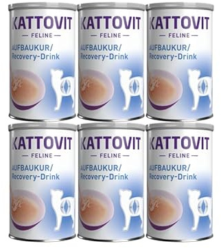 Kattovit Feline Diet Aufbaukur/Recovery 6 x 135ml | mit einem besonders hohen Energiegehalt in Einer leicht verdaulichen Zusammensetzung | Ergänzungsfuttermittel für ausgewachsene Katzen