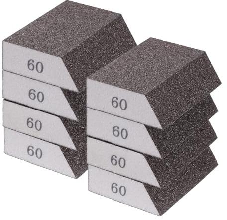 QUARKZMAN 8 stycken slipsvampblock 120–180 grit slipsvamp med vinklad kant 120–180 cm, tvättbar slipskumblock för polering av kök metall trä gips hushåll