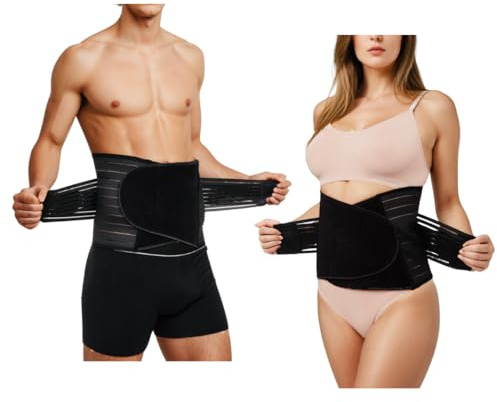 Genérico Faja Lumbar para Espalda - Soporte Lumbar Fuerte y Ajustable - Alivia Dolor, Mejora Postura - Ideal para Hombre y Mujer - Material Elástico y Transpirable (Negro, L/XL)
