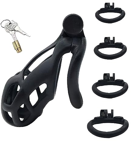 JiXGzAo Ensemble Cage À Pénis Et Ceinture De Chasteté Avec 4 Anneaux, Ventilée, Hommes, Contrainte Extrême