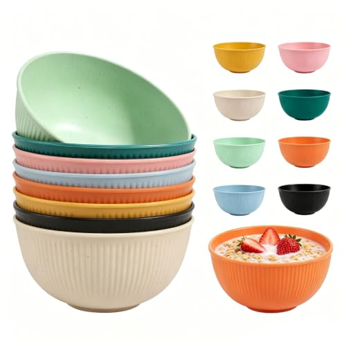 GFUEIGJ Müslischalen 8 Stück Müslischalen Kunststoff Plastikschüssel Wiederverwendbar Bowl Müslischale für Suppen, Chips, Müsli, Reis, Salat, Dessertschalen