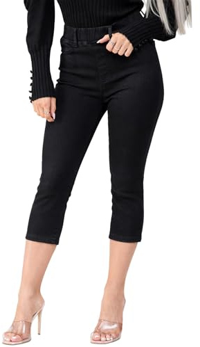 989Zé ENZO Womens Jeans Cropped Casual Cotton Skinny Fit Stretch Leggings Elasticated Waist Denim Trouser Summer Pants
