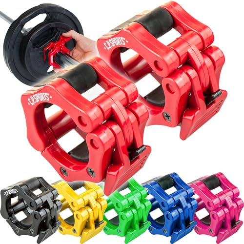 Olympia cierre rápido 50 mm para pesas, cierre de sujeción rápida y segura 1 par rojo