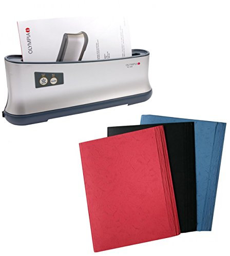 OLYMPIA TB 1280 Thermobindemaschine mit 30 Thermobindemappen DIN A4 in drei Farben sortiert