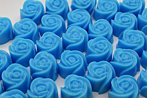 50 x Mini Rose Soap - Wedding Birthday Party Favours - Scented - BULK Oq (Blue - Jellybean)