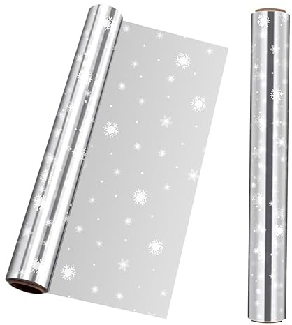 TOYANDONA Rotolo di cellophane 30m x 80cm Spessore 3 mil Involucro di cellophane Modello di fiocco di neve natalizio Sacchetti di cellophane per cesti regalo fiorista Confezionamento
