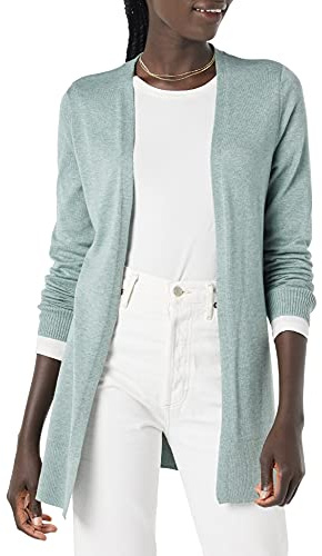 Amazon Essentials Dames Lätt cardigan tröja med öppen front (finns i plusstorlek), Salviagrön ljung, XL