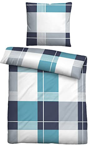biberna 0006236 Feinbiber-Bettwäsche türkis 1x 135x200 cm + 1x 80x80 cm