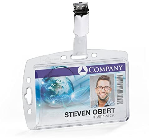 Durable Kartenhülle Hartbox mit Clip für Betriebs-/ Sicherheitsausweis 54 x 87 mm, 1 Stück, transparent, 895619