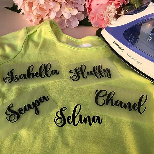 XEL Etiquetas de aplicación con plancha personalizadas para ropa, etiquetas de nombre adhesivas personalizadas, vinilo de transferencia térmica, para ropa, bolsos, calcetines, sombreros, etiquetas de