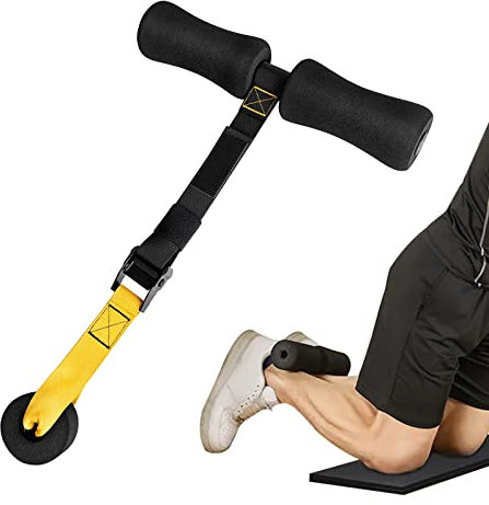 Nordic Hamstring Curl Strap,Einstellbare Hamstring-Curl-Bänder,Sit-up-Hilfe, Fitnessgeräte,Verstellbare Kniesehnen-Curlriemen,Für das Bauchmuskeltraining zu Hause,wie z.B.Curls,Crunches,etc (Gelb)