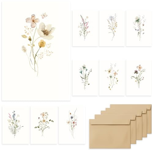 slapaflife Blank Cards,Blank Greeting Cards 4x6,40Pack -Elegant Floral Design Blank Greeting Cards,Note Cards with Matching Peel-and-Seal Rustic Envelopes