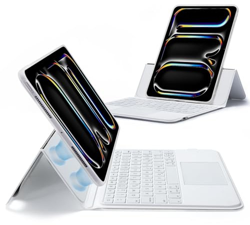 ESR för iPad Pro 11 tum (M5/M4, 2025/2024), tangentbordsfodral med styrplatta, magnetiskt avtagbart tangentbord med bakgrundsbelysta knappar, stativ i liggande format, vit