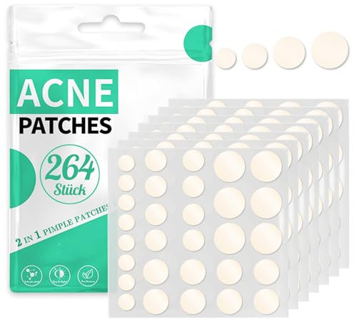 264 Pcs Spots Patches Pimple Patches Hydrocolloid Invisible Dots Spots With Tea Tree & Salicylic Acid Pimple Dots Waterproof and Breathable Acne Patches (264 PCS)